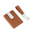 Travel Wallet & Key Ring Gift Set - Brown